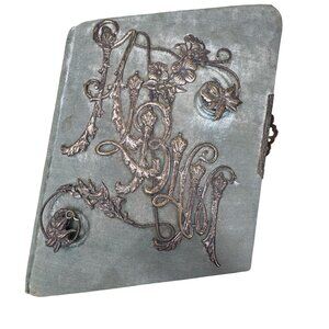 Vintage Antique Velet Victorian Cabinet Card Photo Album Embossed Dragonfly READ